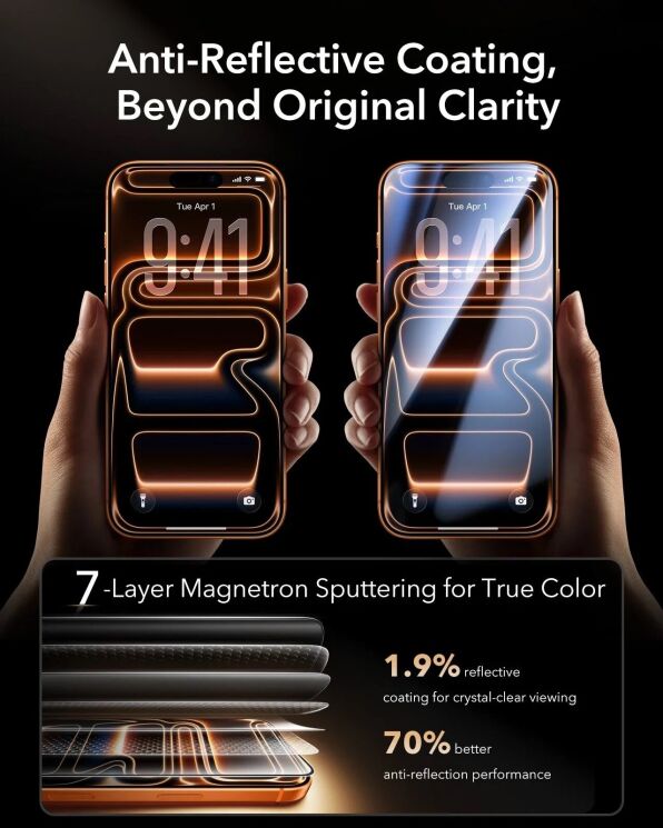 Защитное стекло ESR UltraFit Armorite Pro для iPhone 17 Pro Max - Black: фото 5 из 6