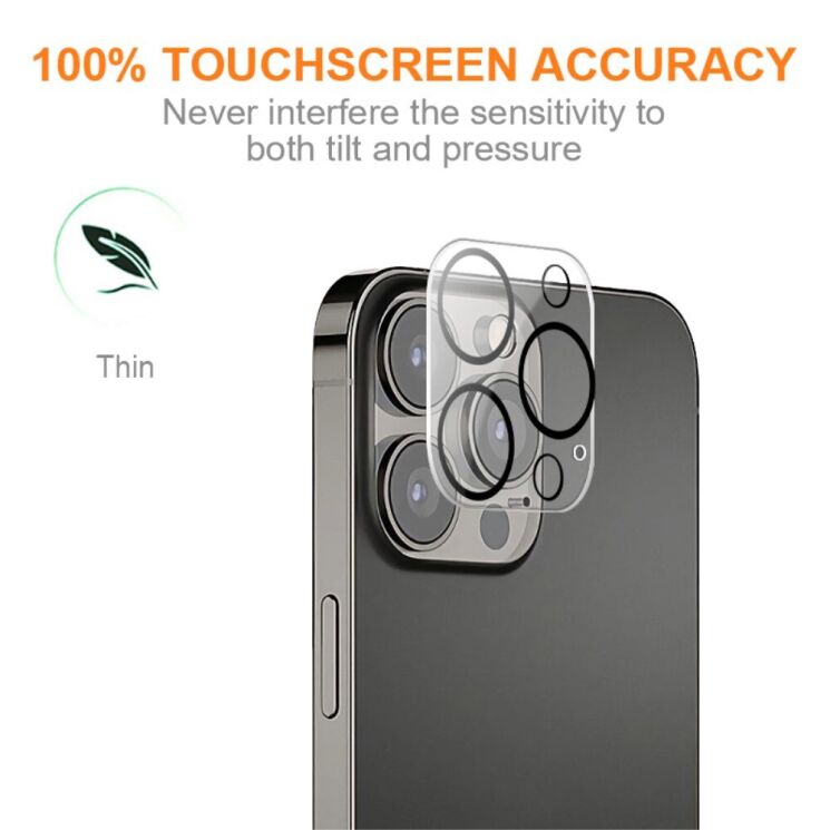 Защитное стекло на камеру AMORUS Lens Protector для Apple iPhone 15 Pro Max - Black: фото 3 из 7