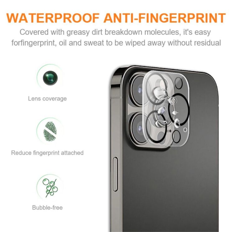 Защитное стекло на камеру AMORUS Lens Protector для Apple iPhone 15 Pro Max - Black: фото 2 из 7