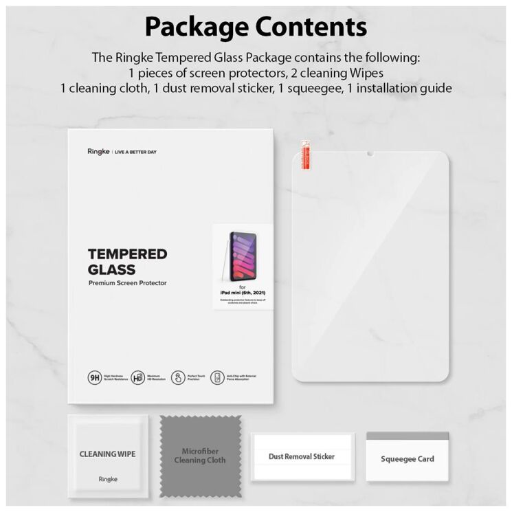 Защитное стекло Ringke Tempered Glass (FT) для iPad mini 6 / 7 (2021/2024) 8809818849830: фото 7 из 7