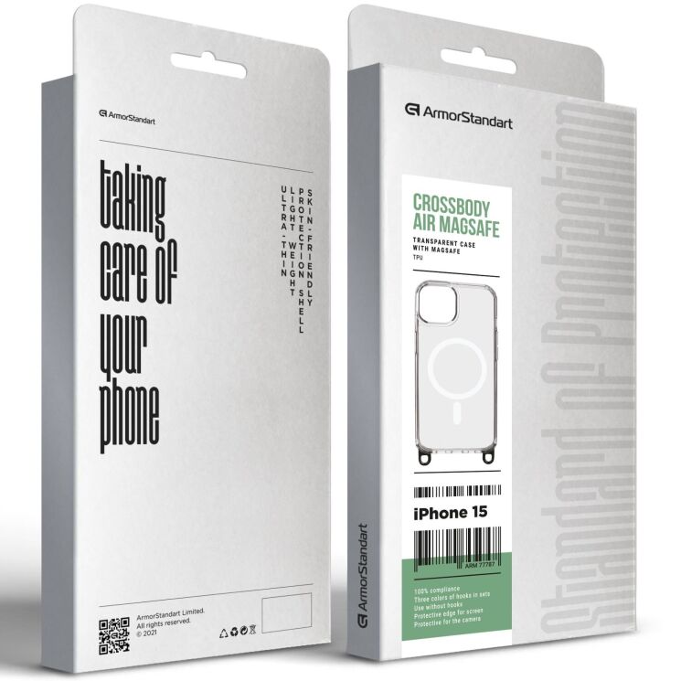 Защитный чехол ArmorStandart Crossbody Air MagSafe для Apple iPhone 15 - Clear: фото 2 из 2