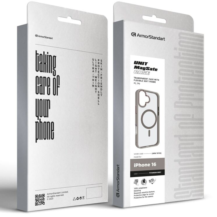 Защитный чехол ArmorStandart Unit MagSafe для Apple iPhone 16 - Titanium Grey: фото 2 из 2