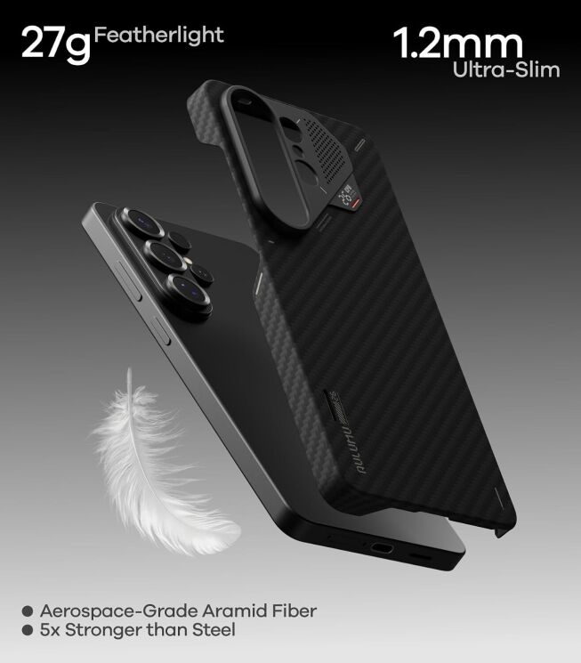 Защитный чехол AULUMU Ultra-Slim Aramid Fiber Case для Samsung Galaxy S26 Ultra (S948) - Black: фото 8 из 11