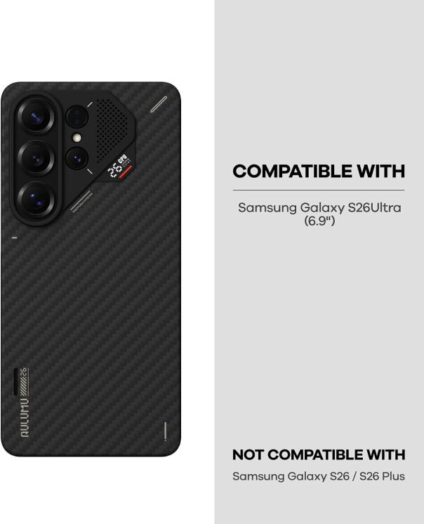 Защитный чехол AULUMU Ultra-Slim Aramid Fiber Case для Samsung Galaxy S26 Ultra (S948) - Black: фото 7 из 11