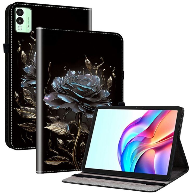 Защитный чехол Deexe Flower для TECNO Megapad 11 - Black Rose: фото 1 из 7