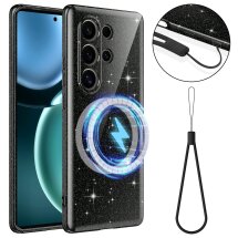 Захисний чохол Deexe Glitter Case with MagSafe для Samsung Galaxy S25 Ultra (S938) - Black: фото 1 з 7