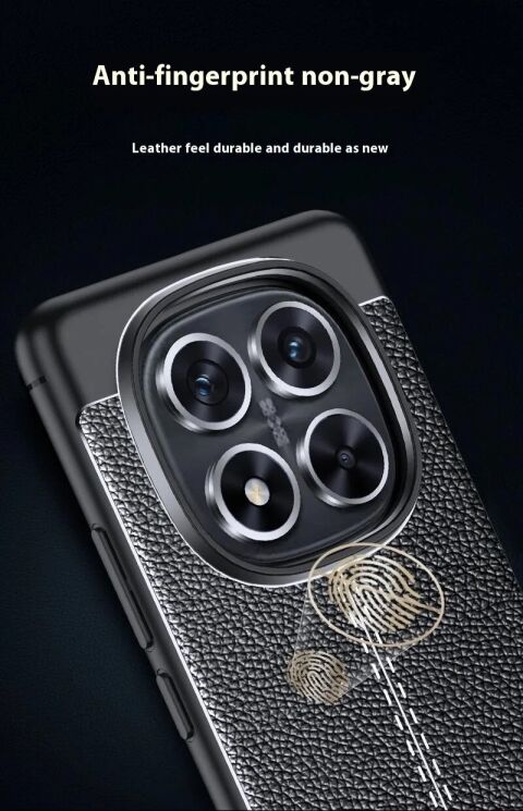 Захисний чохол Deexe Leather Cover для Xiaomi Redmi Note 14 Pro 5G / Note 14 Pro Plus / Poco X7 - Black: фото 10 з 11