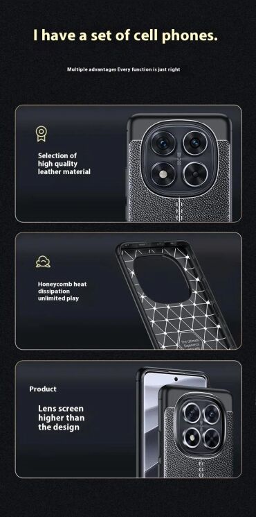 Захисний чохол Deexe Leather Cover для Xiaomi Redmi Note 14 Pro 5G / Note 14 Pro Plus / Poco X7 - Black: фото 5 з 11