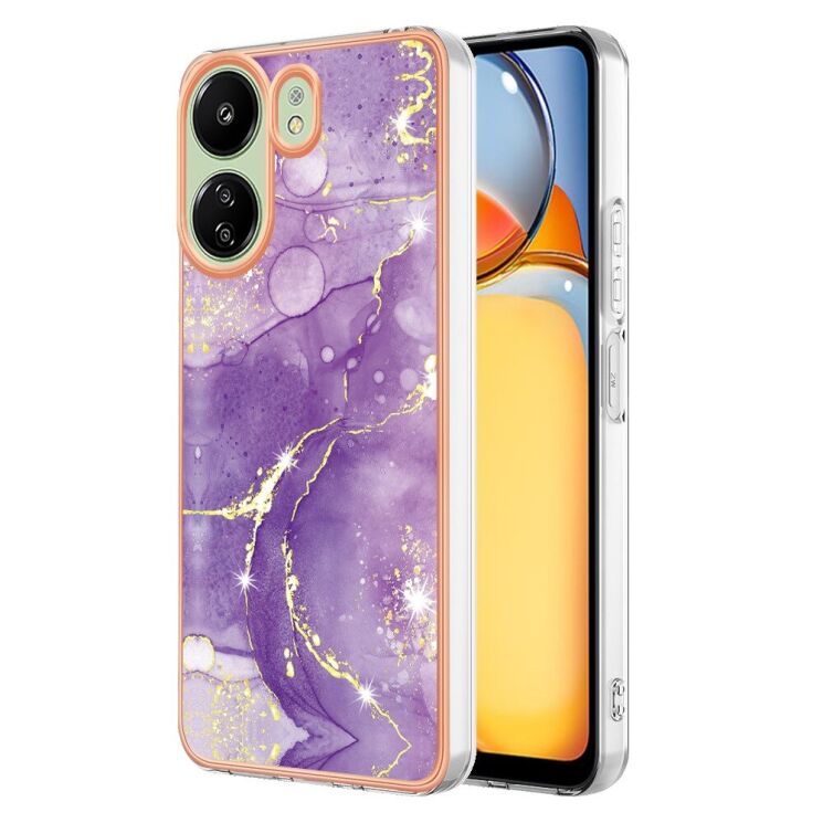 Защитный чехол Deexe Marble Style для Xiaomi Redmi 13C / Poco C65 - Purple: фото 1 из 6