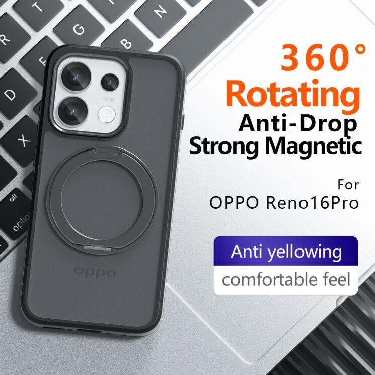 Защитный чехол Deexe Matte Skin Kickstand with MagSafe для OPPO Reno 16 Pro - Transparent Black (413603TB) Защитный чехол Deexe Matte Skin Kickstand with MagSafe для OPPO Reno 16 Pro - Transparent Black: фото 16 из 16