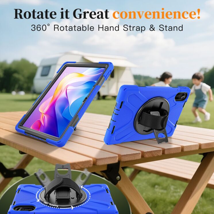 Защитный чехол Deexe Rotation Hybrid для Xiaomi Redmi Pad 2 - Navy Blue: фото 13 из 17