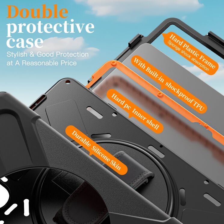 Защитный чехол Deexe Rotation Hybrid для Xiaomi Redmi Pad 2 - Navy Blue: фото 6 из 17