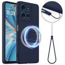 Защитный чехол Deexe Silicone Case with MagSafe для Motorola Moto G86 - Dark Blue: фото 1 из 8