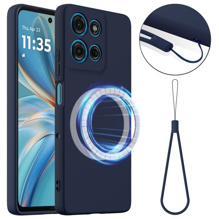 Защитный чехол Deexe Silicone Case with MagSafe для Motorola Moto G86 - Dark Blue: фото 1 из 8