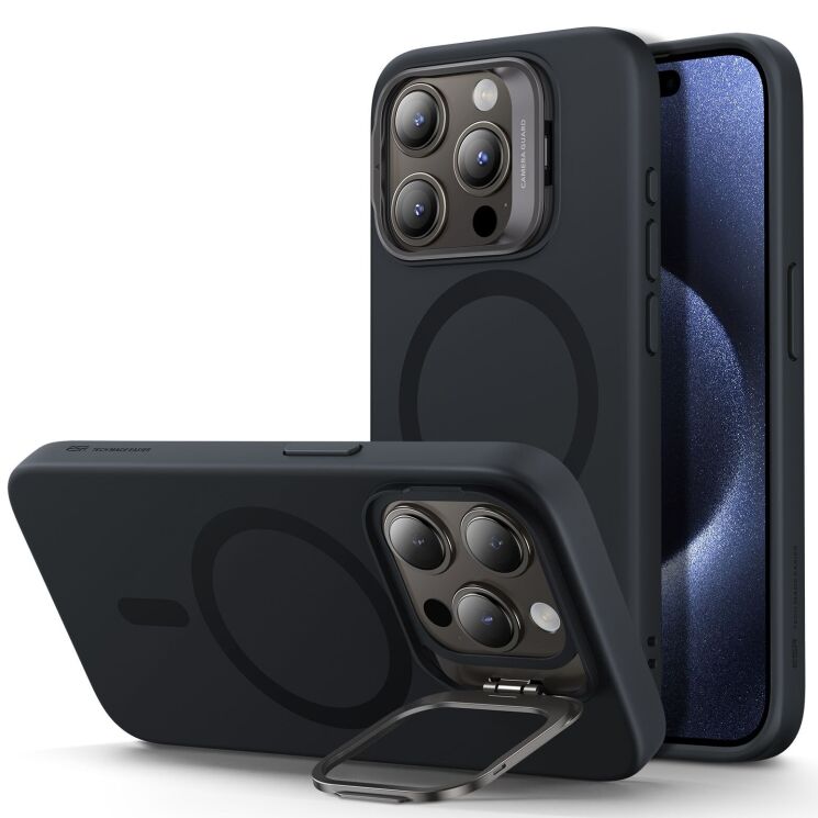 Захисний чохол ESR Cloud Soft Case with Stash Stand (HaloLock) для iPhone 15 Pro Max - Black (339414B) Захисний чохол ESR Cloud Soft Case with Stash Stand (HaloLock) для iPhone 15 Pro Max - Black: фото 1 з 12