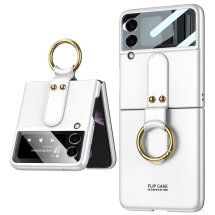 Захисний чохол GKK Ring Holder для Samsung Galaxy Flip 4 - White: фото 1 з 8