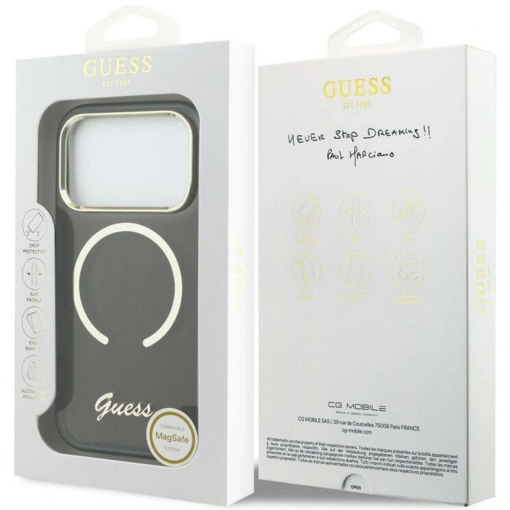 Защитный чехол Guess IML Script Metal MagSafe для iPhone 17 Pro Max (GUHMP17X5HTCSMSK) - Black (402880B) Защитный чехол Guess IML Script Metal MagSafe для iPhone 17 Pro Max (GUHMP17X5HTCSMSK) - Black: фото 8 из 9