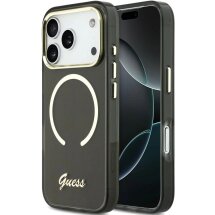 Защитный чехол Guess IML Script Metal MagSafe для iPhone 17 Pro Max (GUHMP17X5HTCSMSK) - Black: фото 1 из 9