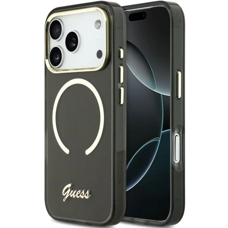 Защитный чехол Guess IML Script Metal MagSafe для iPhone 17 Pro Max (GUHMP17X5HTCSMSK) - Black (402880B) Защитный чехол Guess IML Script Metal MagSafe для iPhone 17 Pro Max (GUHMP17X5HTCSMSK) - Black: фото 1 из 9