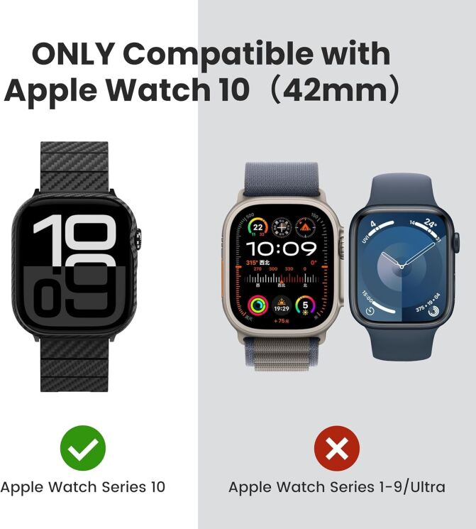 Захисний чохол Pitaka Air (FW) для Apple Watch 10 / 11 42 mm (AWB2404) - Black / Grey: фото 4 з 10