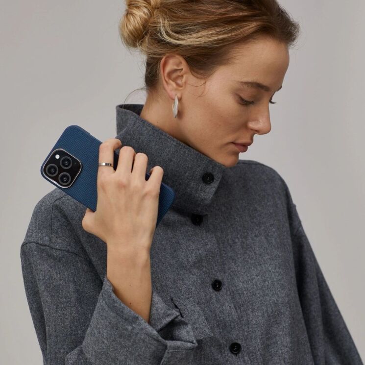 Защитный чехол Pitaka Tactile Woven Case Monogram для Apple iPhone 16 Pro (KI1603PTK) - Dark Blue: фото 12 из 12