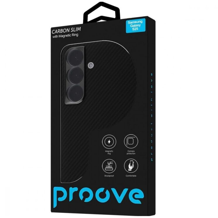 Защитный чехол Proove Carbon Slim with Magnetic Ring для Samsung Galaxy S25 (S931) - Black: фото 3 из 3