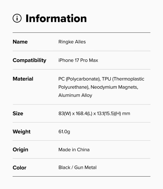 Захисний чохол Ringke Alles для iPhone 17 Pro Max (8800328810518) - Gun Metal (411126H) Захисний чохол Ringke Alles для iPhone 17 Pro Max (8800328810518) - Gun Metal: фото 13 з 13