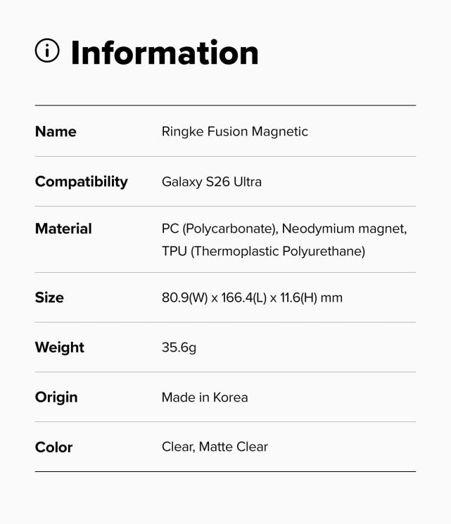 Защитный чехол Ringke Fusion Magnetic для Samsung Galaxy S26 Ultra (S948) 8800328814486 - Matte Clear: фото 15 из 17