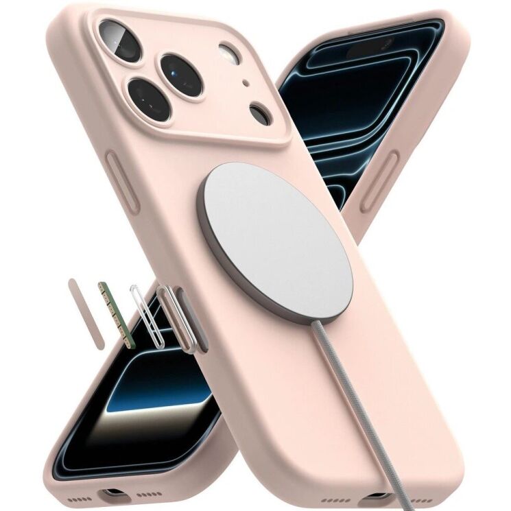 Защитный чехол Ringke Silicone Magnetic для iPhone 18 Pro (8800380463080) - Pink Sand: фото 5 из 20