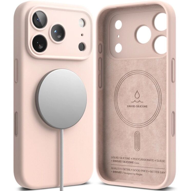 Защитный чехол Ringke Silicone Magnetic для iPhone 18 Pro (8800380463080) - Pink Sand: фото 2 из 20