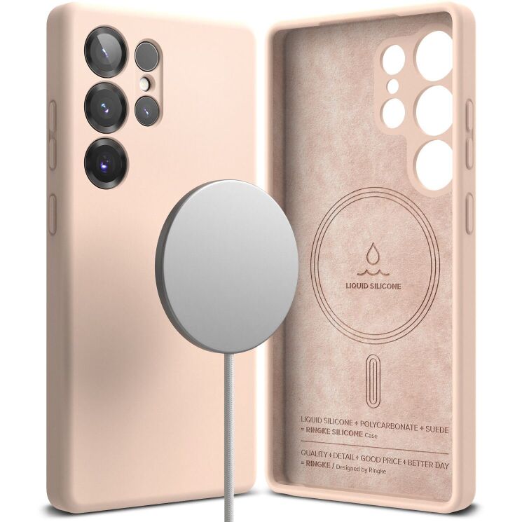 Защитный чехол Ringke Silicone Magnetic для Samsung Galaxy S25 Ultra (S938) 8800274969339 - Pink Sand: фото 1 из 14