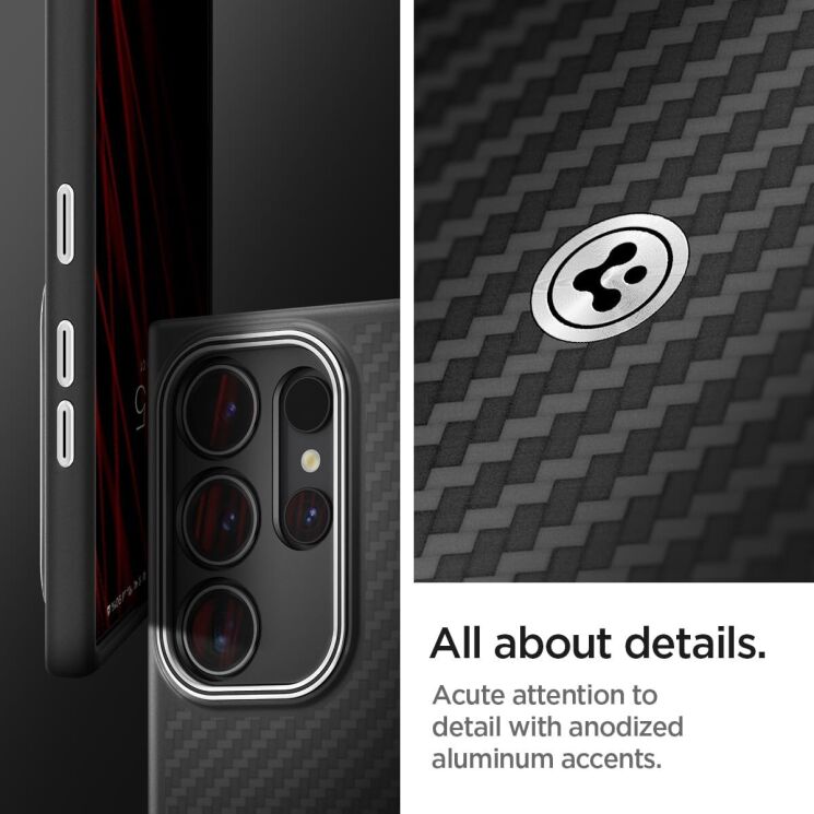 Захисний чохол Spigen (SGP) Enzo Aramid для Samsung Galaxy S24 Ultra (S928) ACS07289 - Matte Black: фото 15 з 18