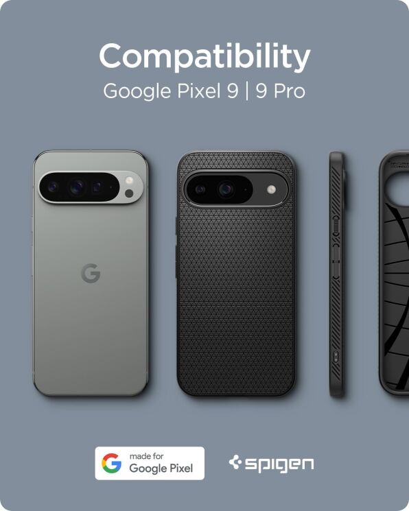 Защитный чехол Spigen (SGP) Liquid Air для Google Pixel 9 / 9 Pro - Matte Black: фото 12 из 17