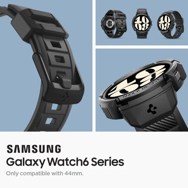 Захисний чохол Spigen (SGP) Rugged Armor Pro (FW) для Samsung Galaxy Watch 6 (44mm) - Black: фото 16 з 22