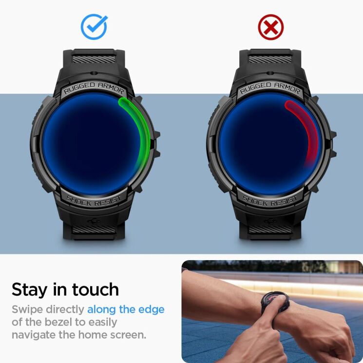 Захисний чохол Spigen (SGP) Rugged Armor Pro (FW) для Samsung Galaxy Watch 6 (44mm) - Black: фото 21 з 22