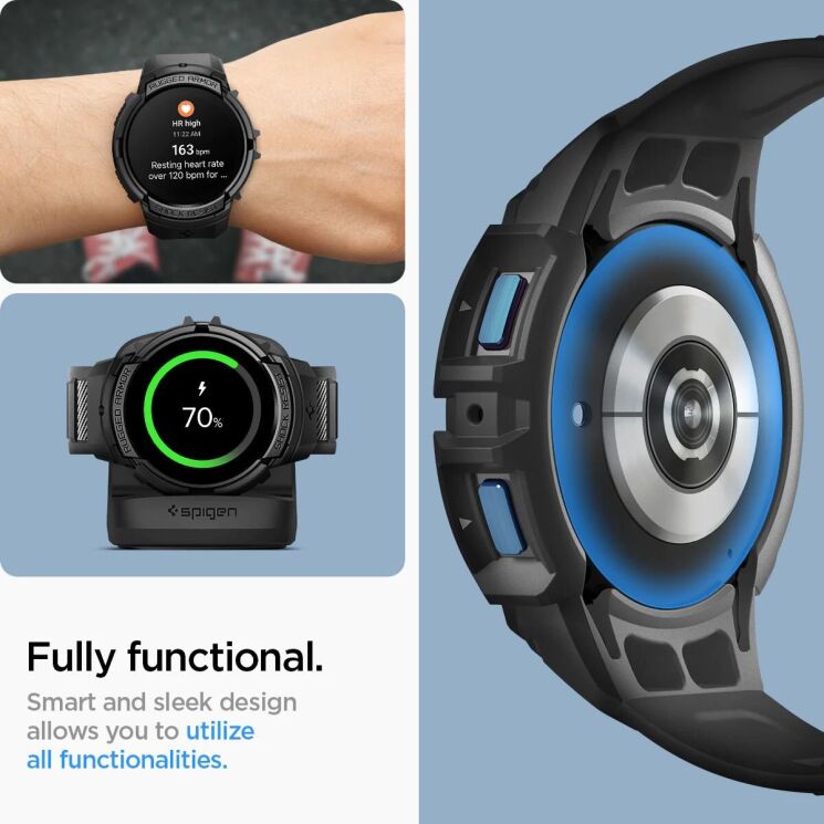 Захисний чохол Spigen (SGP) Rugged Armor Pro (FW) для Samsung Galaxy Watch 6 (44mm) - Black: фото 19 з 22