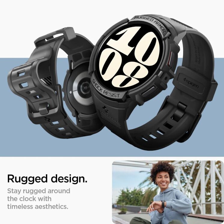 Захисний чохол Spigen (SGP) Rugged Armor Pro (FW) для Samsung Galaxy Watch 6 (44mm) - Black: фото 17 з 22