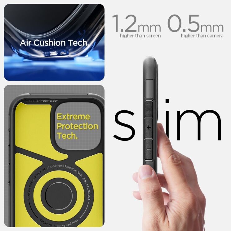 Защитный чехол Spigen (SGP) Slim Armor (MagFit) для Apple iPhone 16 - Black: фото 16 из 17