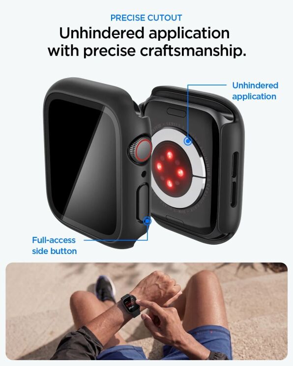 Защитный чехол Spigen Thin Fit (FW) для Apple Watch 44 mm / SE 44 mm (ACS11592) - Black (398000B) Защитный чехол Spigen Thin Fit (FW) для Apple Watch 44 mm / SE 44 mm (ACS11592) - Black: фото 8 из 9