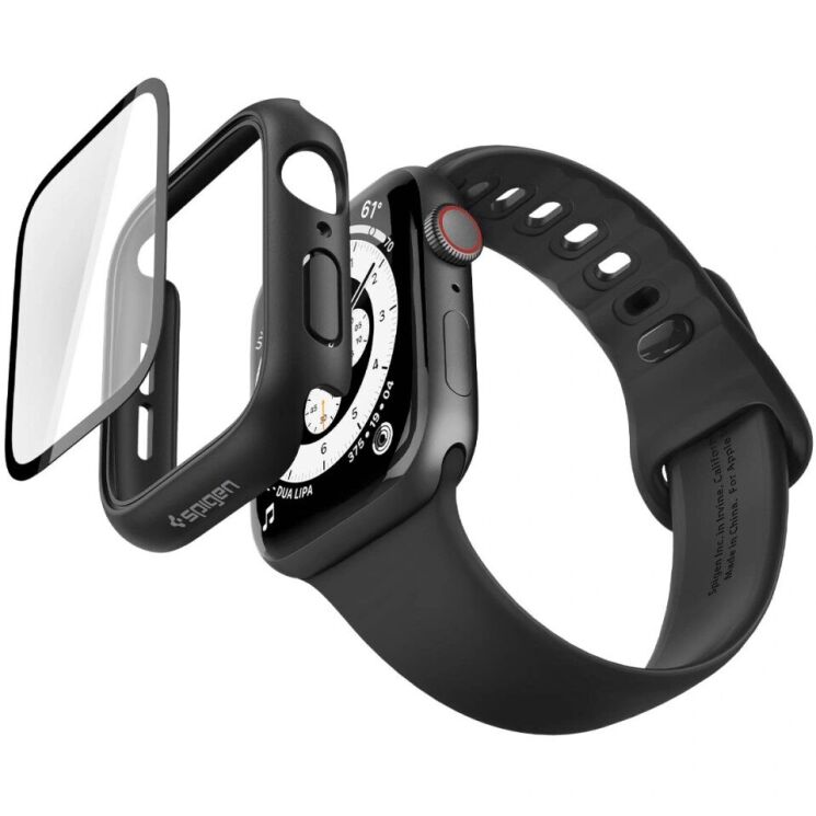Защитный чехол Spigen Thin Fit (FW) для Apple Watch 44 mm / SE 44 mm (ACS11592) - Black (398000B) Защитный чехол Spigen Thin Fit (FW) для Apple Watch 44 mm / SE 44 mm (ACS11592) - Black: фото 2 из 9