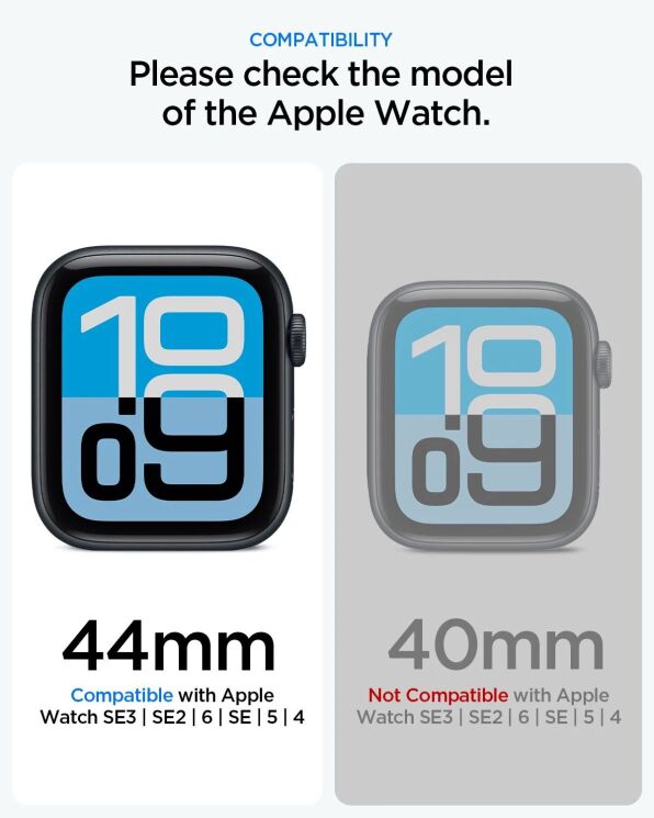 Защитный чехол Spigen Thin Fit (FW) для Apple Watch 44 mm / SE 44 mm (ACS11592) - Black (398000B) Защитный чехол Spigen Thin Fit (FW) для Apple Watch 44 mm / SE 44 mm (ACS11592) - Black: фото 5 из 9