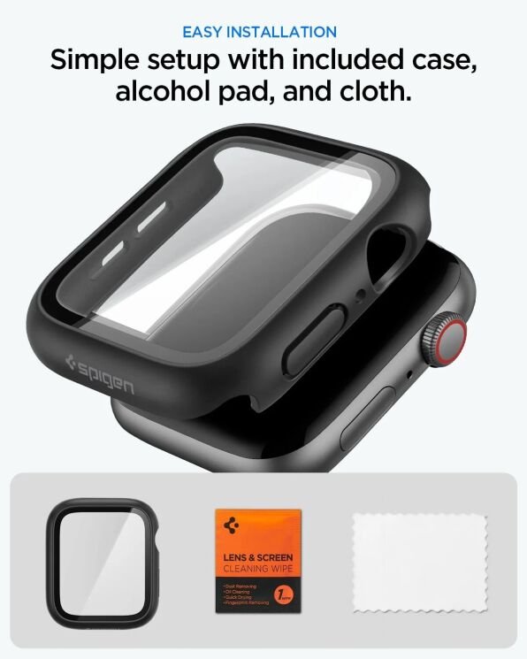 Защитный чехол Spigen Thin Fit (FW) для Apple Watch 44 mm / SE 44 mm (ACS11592) - Black (398000B) Защитный чехол Spigen Thin Fit (FW) для Apple Watch 44 mm / SE 44 mm (ACS11592) - Black: фото 9 из 9