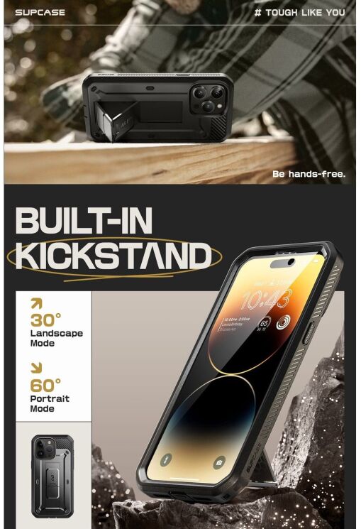 Защитный чехол Supcase Unicorn Beetle Pro Rugged Case для Apple iPhone 15 Pro Max - Black: фото 6 из 10