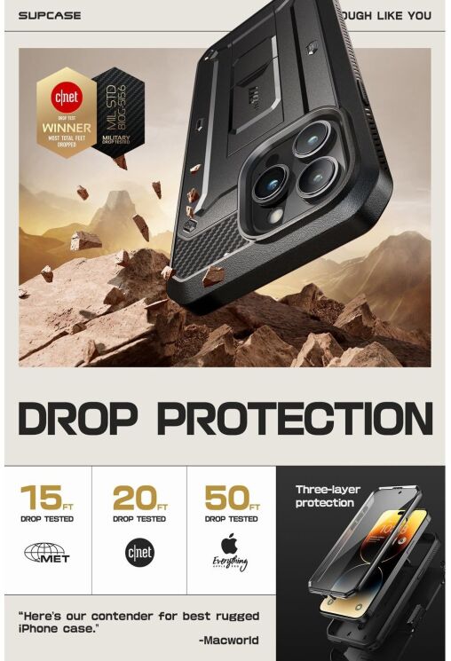 Защитный чехол Supcase Unicorn Beetle Pro Rugged Case для Apple iPhone 15 Pro Max - Black: фото 5 из 10