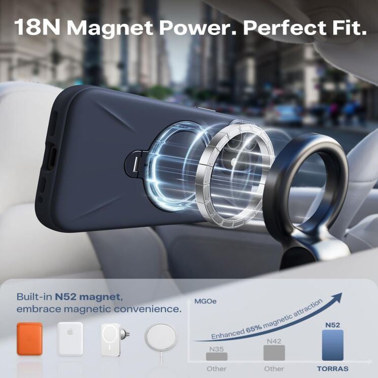 Захисний чохол TORRAS Ostand Q3 Silicone (with MagSafe) для iPhone 17 - White: фото 6 з 8