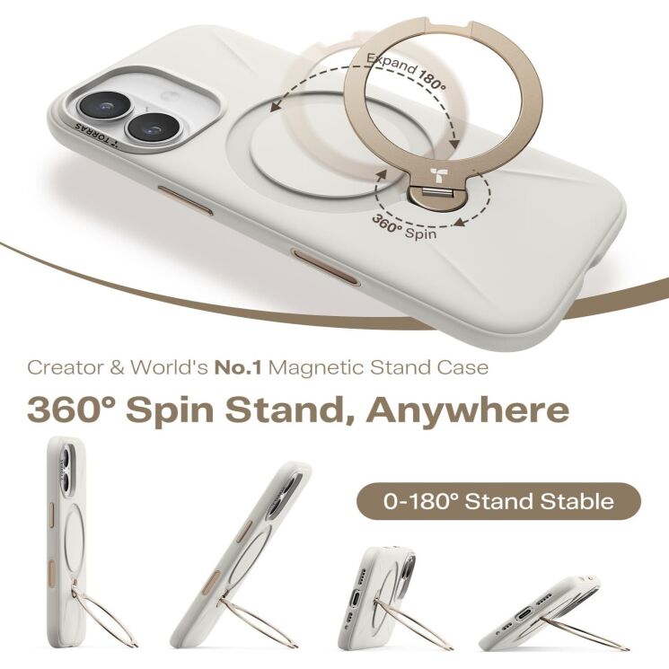 Захисний чохол TORRAS Ostand Q3 Silicone (with MagSafe) для iPhone 17 - White: фото 2 з 8