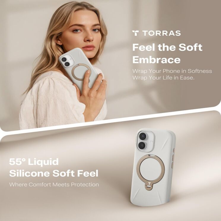 Захисний чохол TORRAS Ostand Q3 Silicone (with MagSafe) для iPhone 17 - White: фото 3 з 8