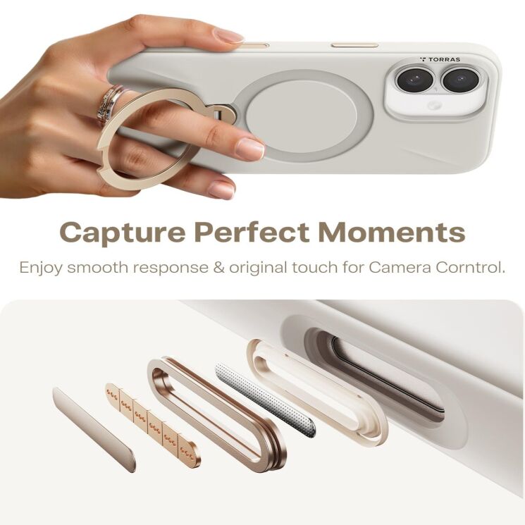 Захисний чохол TORRAS Ostand Q3 Silicone (with MagSafe) для iPhone 17 - White: фото 4 з 8