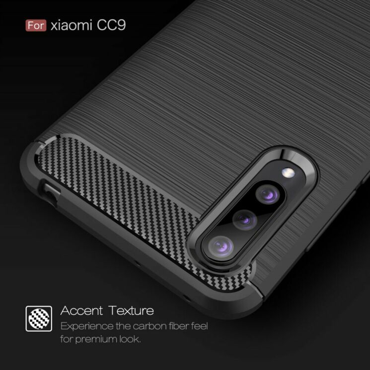 Силиконовый (TPU) чехол UniCase Carbon для Xiaomi Mi CC9 / Mi 9 Lite - Black: фото 5 из 10