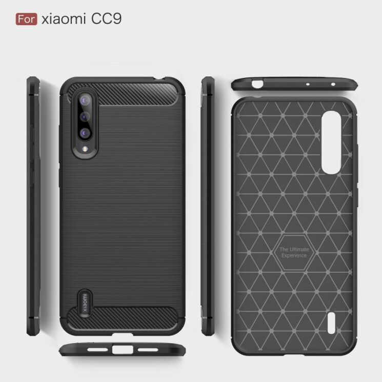 Силиконовый (TPU) чехол UniCase Carbon для Xiaomi Mi CC9 / Mi 9 Lite - Black: фото 2 из 10